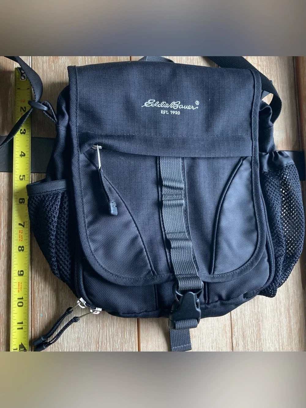 Eddie Bauer Black Crossbody Utility Messenger Travel Bag Organizer Nylon